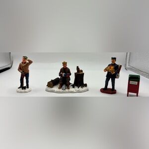 Lemax Christmas Village Figurines Lot Woodcutter Mailman Lumberjack Scene